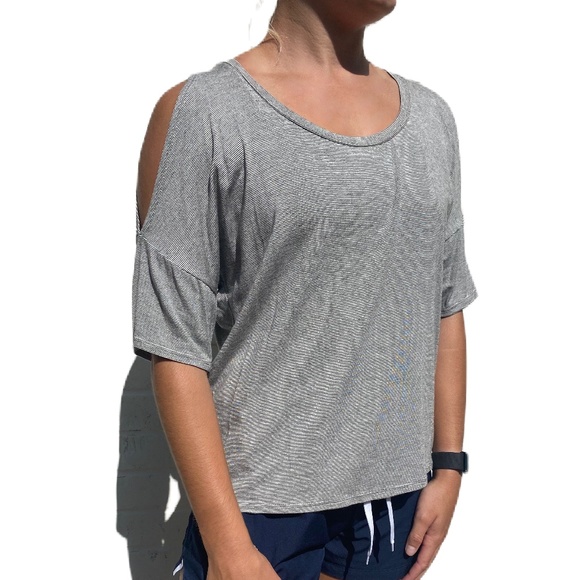 Project Social T cold shoulder tee black white stripe Small - Picture 2 of 16